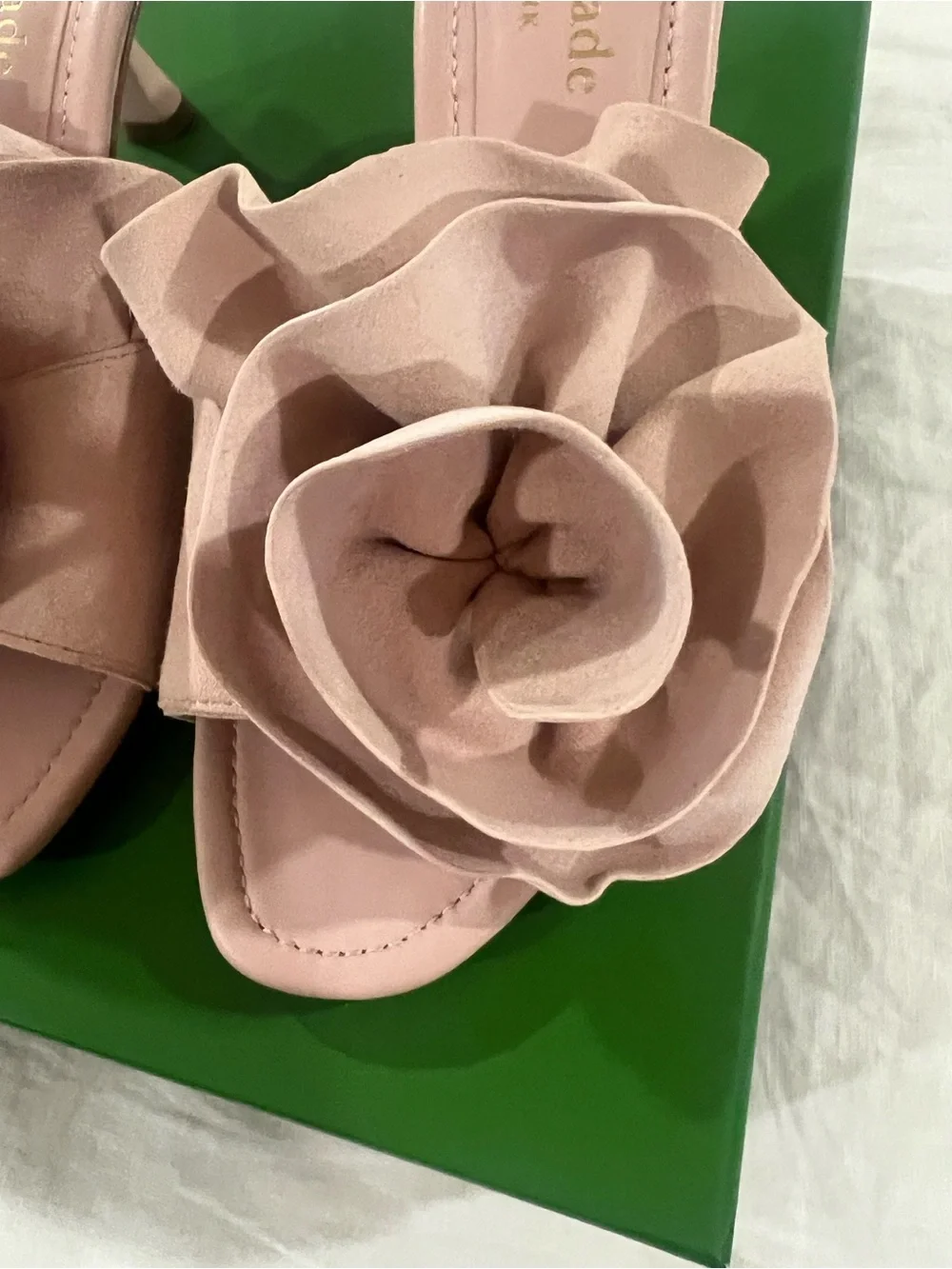 kate spade Powder Pink Ruffle Kitten Heel Mules - Picture 3 of 10